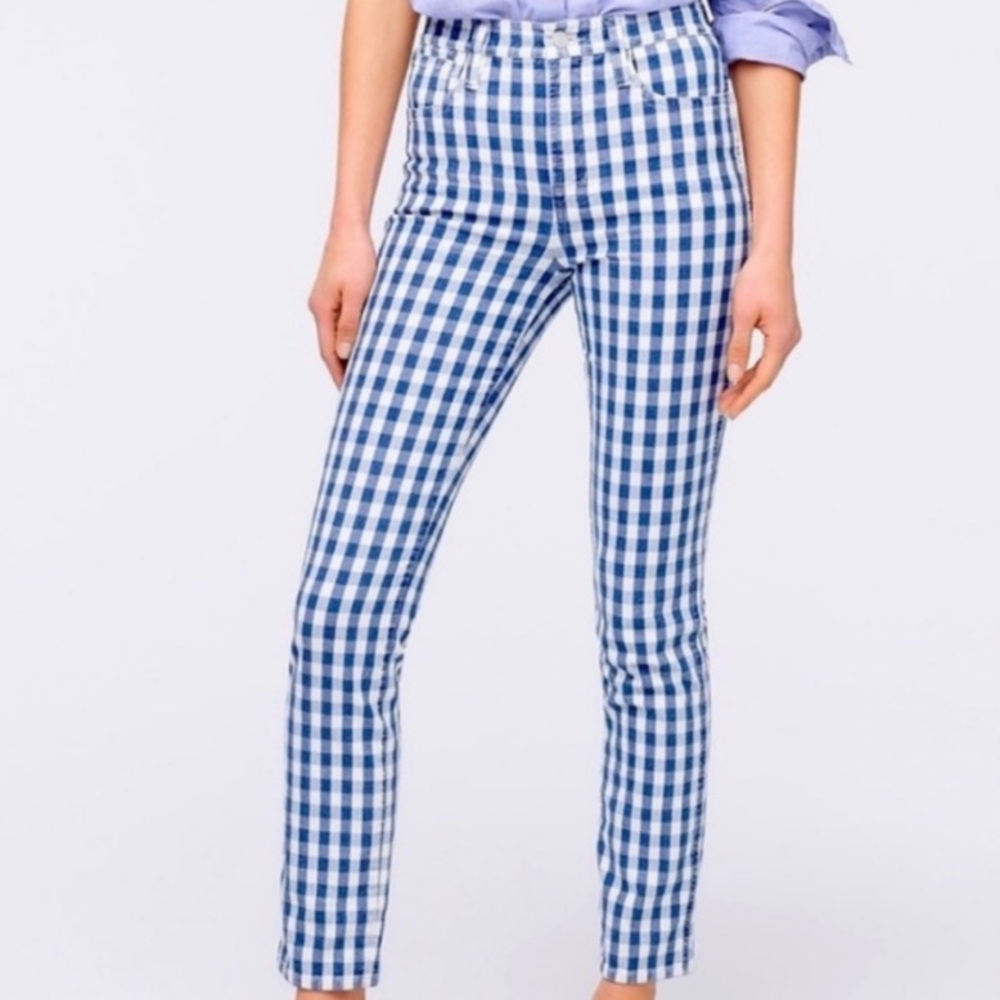 J. Crew vintage straight blue and white gingham jeans size 25
